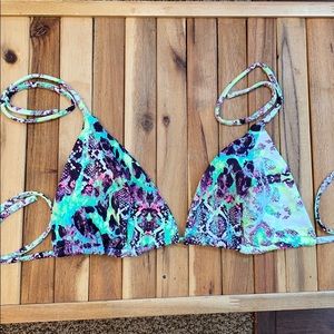 Green cheetah print bikini top